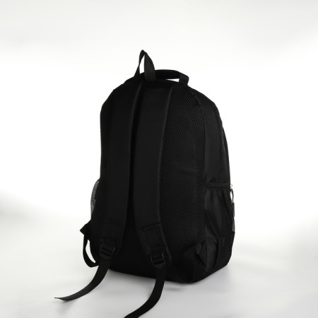 Youth backpack from textiles on lightning, 5 pockets, black/green color-3