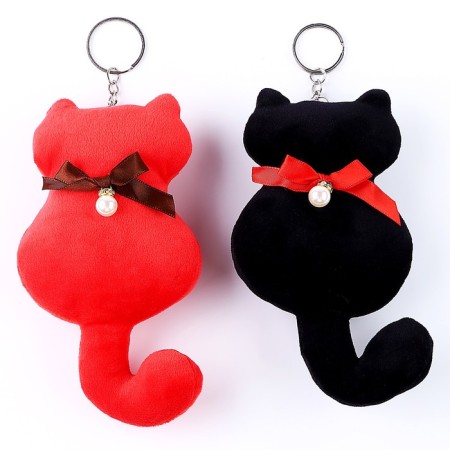 Soft toy "Cat with a bow", on a key fob, 16 cm, Mix colors-2