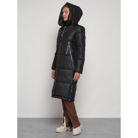 Coat insulated winter female, size 48, black color-5