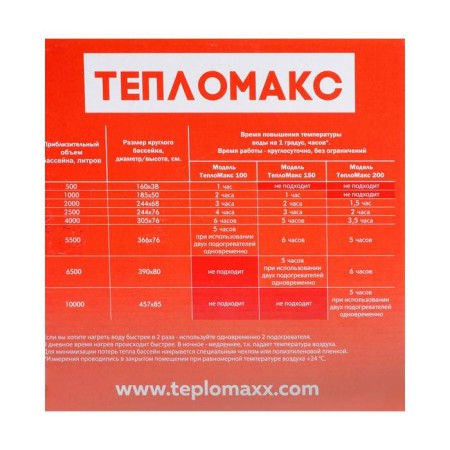 Электроподогреватель "ТеплоМакс", для воды в бассейне, 150х53 см-4