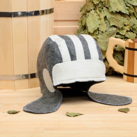 Bath cap "Tanker", felt, white-gray
