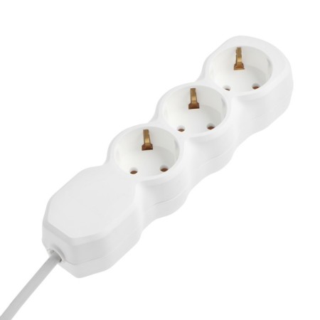 Extension cord Luazon Lighting Eco, 3 sockets, 1.7 m, 10 A, 2200 W, PVS 3x0.75 mm2, s/c, white-3