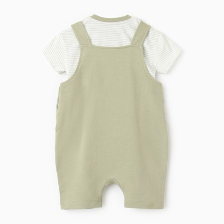 A set for a newborn (T-shirt, overalls), white color/khaki, height 68-70 cm-6