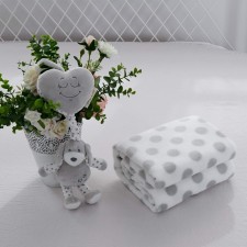 Baby plaid with a toy, size 90x120 cm, color gray color