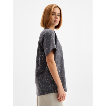 Women's T-shirt with rhinestones Mist, gray, r.-r. L.-2