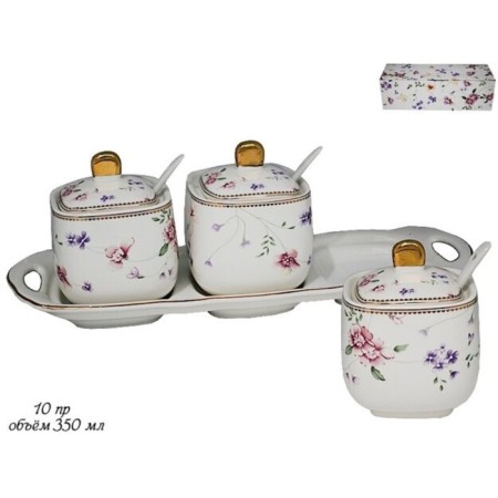 A set of Lenardi cans "Florence", with spoons on a stand, 350 ml, 3 pcs