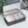 Casket to the leatherette for jewelry "Small squares. Black silver" 6x9.8x18.5 cm