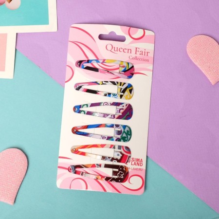 Invisible hair "Selena" (set of 6 pcs) abstraction, 4.5 cm, mix-1