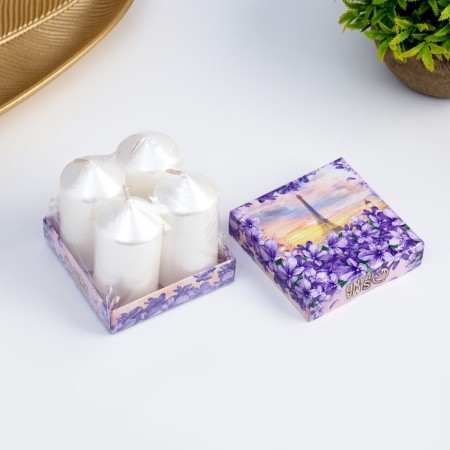 Set of candles "Column", 4 pieces, pearlescent 7x3.8 cm-3