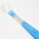 A spoon of a nursery for feeding silicone, from 5 months., Blue color
