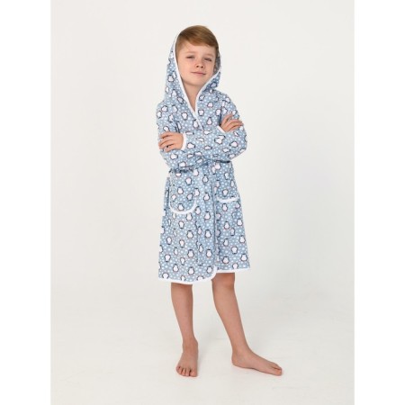 Children's robe with a hood, height 128 cm
