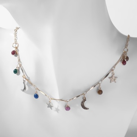 Choker "crescent" phases of the moon, colored in gold, 35 cm