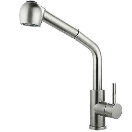 Fashun A56009 kitchen mixer, single -leaf, with retractable watering can, stainless steel, satin