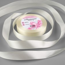 Satin tape, 20 mm × 23 ± 1 m, creamy color No. 02