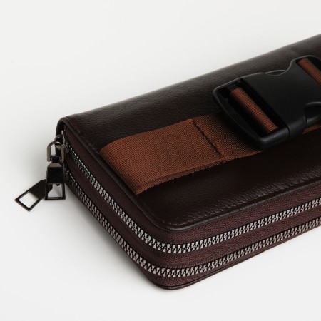 Male purse-clate on the zipper Textura, brown color-4