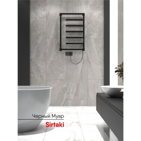 Electric towel Indigo Sirtaki, 800x500 mm, timer, hidden installation, black-1
