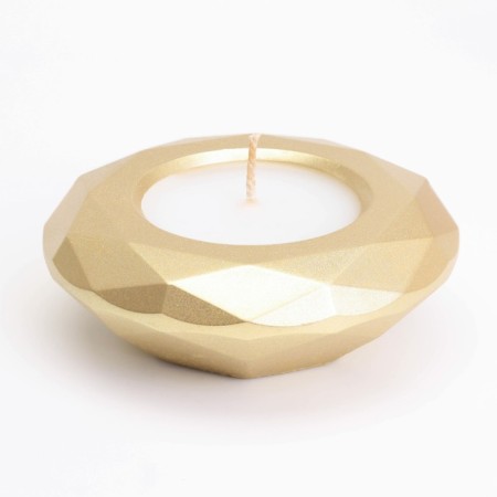 Candle "Complete" in a candlestick with faces of gypsum large, 10.5x3cm, gold-1