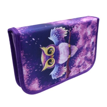 Penal 3 sections, tab inside, 140 x 210 x 40 mm, fabric, calligrata top block "owl"-2