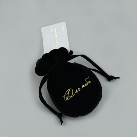 Suede bag “for you”, black, embossing, 9 × 12 cm-3