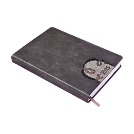 Dated diary 2025, A5, 176 sheets, Hong Kong, solid cover, pancake embossing, with liesse, block 80 g/m2, graphite-1