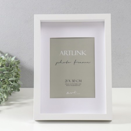Photo frame MDF "Valerie" 21x30 cm with a paspartum 15x20 cm, white (plastic screen)