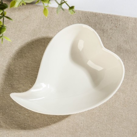 Ceramic “Heart” saucer, 13 × 10 cm, white color-1