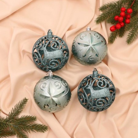 Set of balls plastic D-10 cm, 4 pcs "Festival" Green