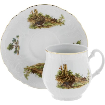 A cup with a saucer Bernadotte "Hunting Stories", 310 ml, color mix-3
