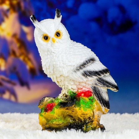 Garden figure "Owl with a bouquet of roses" White, 26cm-3