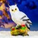 Garden figure "Owl with a bouquet of roses" White, 26cm