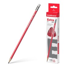 Chernographic pencil Extra Hb, Erichkrause, with an eraser, three -sided