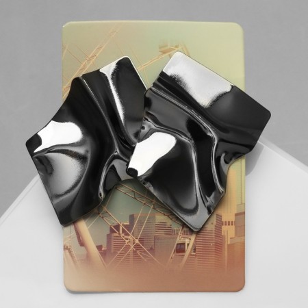 Earrings Metal "Atmosphere" rhombus stumped, color gray color