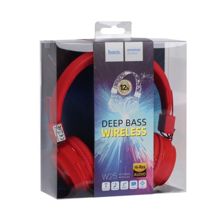 Hoco W25 headphones, wireless, invoices, BT5.0, 300 mAh, microphone, red-9