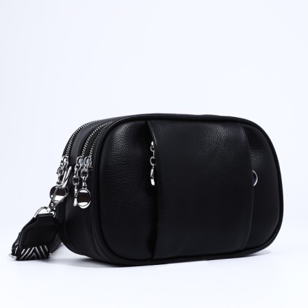 Cross-Bodi bag on zippers, external pocket, black color-2
