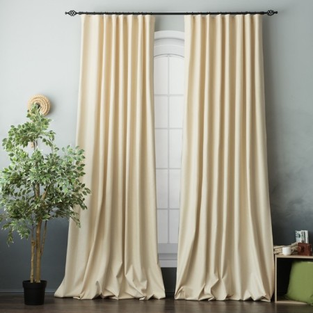 Set of curtains "Billy", size 170 x 270 cm - 2 pcs, grab - 2 pcs, color cream