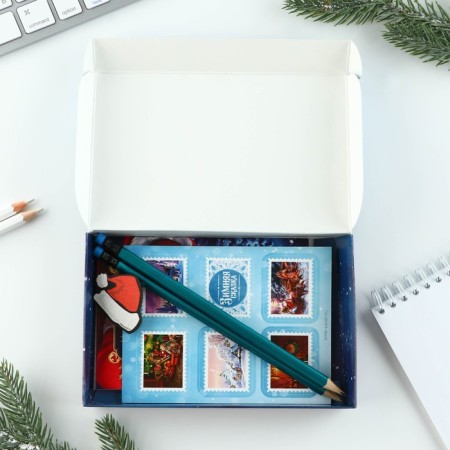Gift New Year's set "Fairy Tale": notebook, pencils, stickers and icon-11