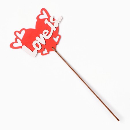 Topper "Love is", in packaging, red, 15 × 7 cm-2