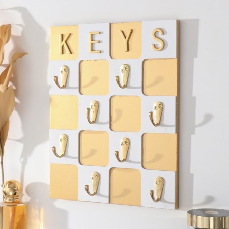 Decorative tree hooks "Chess board" white-golden 20x3x25 cm-1