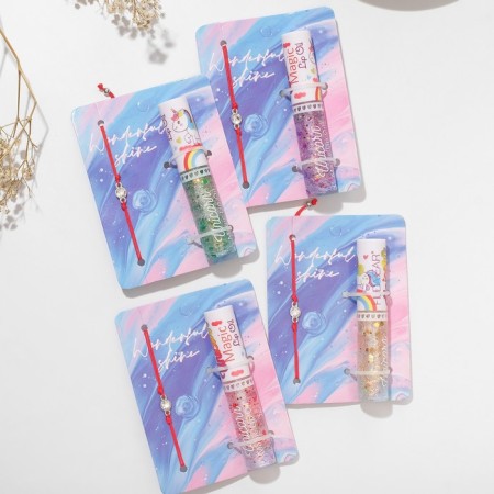 Set 2 objects: bracelet, lip gloss "unicorn" Strazinka, red color, 6 cm-4