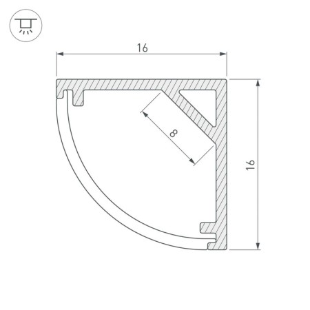 Profile SL-Kant-H16-2000 Anod alum. L2000 Arlight 023723-4