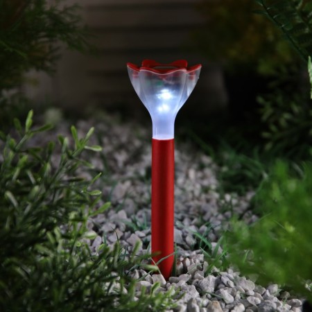 Garden lamp on the sunny battery "Red flower", 6 × 29 × 6 cm, 1 LED, glow white-1