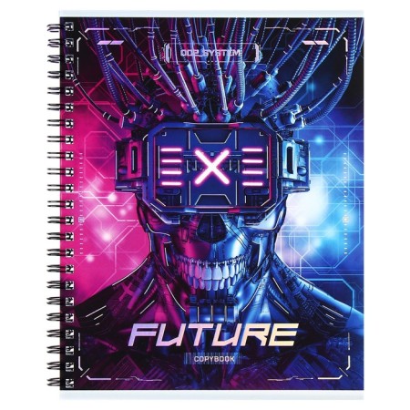 A notebook of 60 sheets in a cage on a future crest, cover coated cardboard, matte lamination, foil embossing, mix-4