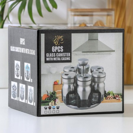 Set for glass spices on the stand “Shine”, capacity, 5.5 × 10.5 cm, 6 pcs-6