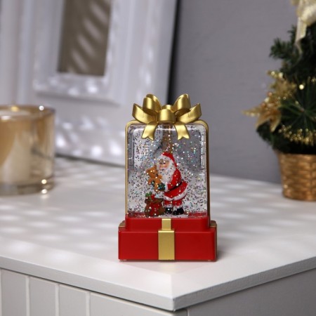 LED figure "Santa Claus with a gift" 7.5 × 12.5 × 4.9 cm, plastic, batteries AAAX2 (not complete), glow of warm white-1