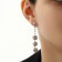 Set 2 objects: earrings, necklace "chic" circle, white color in silver, 30 cm
