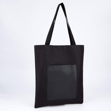 Shoper with pocket, black color, 40 x 35 cm-1