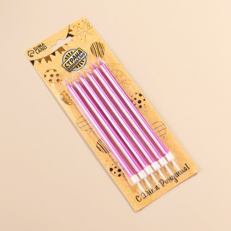 Candles in the cake "Royce", 13 cm, high, 12 pcs, purple metallic-2