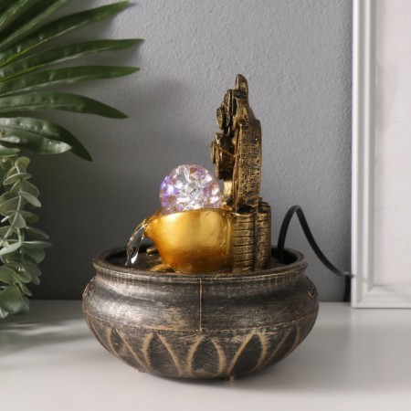 The desktop fountain from the network, the backlight "Cash tree. Wealth" 16x16x20 cm-4