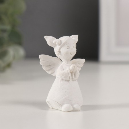 Souvenir Polystone "Girl Angel with two tails" White mix 3.5x3x5.5 cm-3