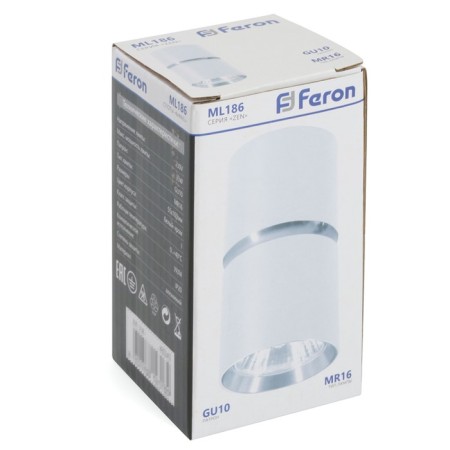 Ceiling light Feron ML186, IP20, GU10, 35 W, 55x55x100 mm, white/chrome color-8